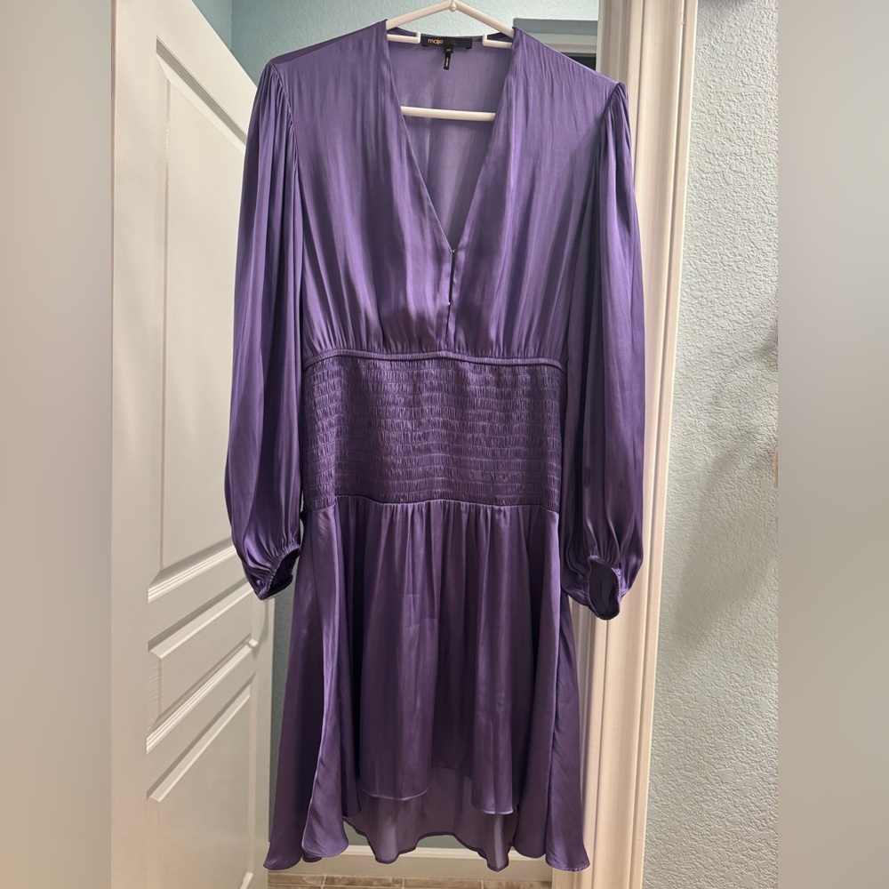 Maje A-Line Dress in Purple in EU Size 38 (Medium) in like new condition